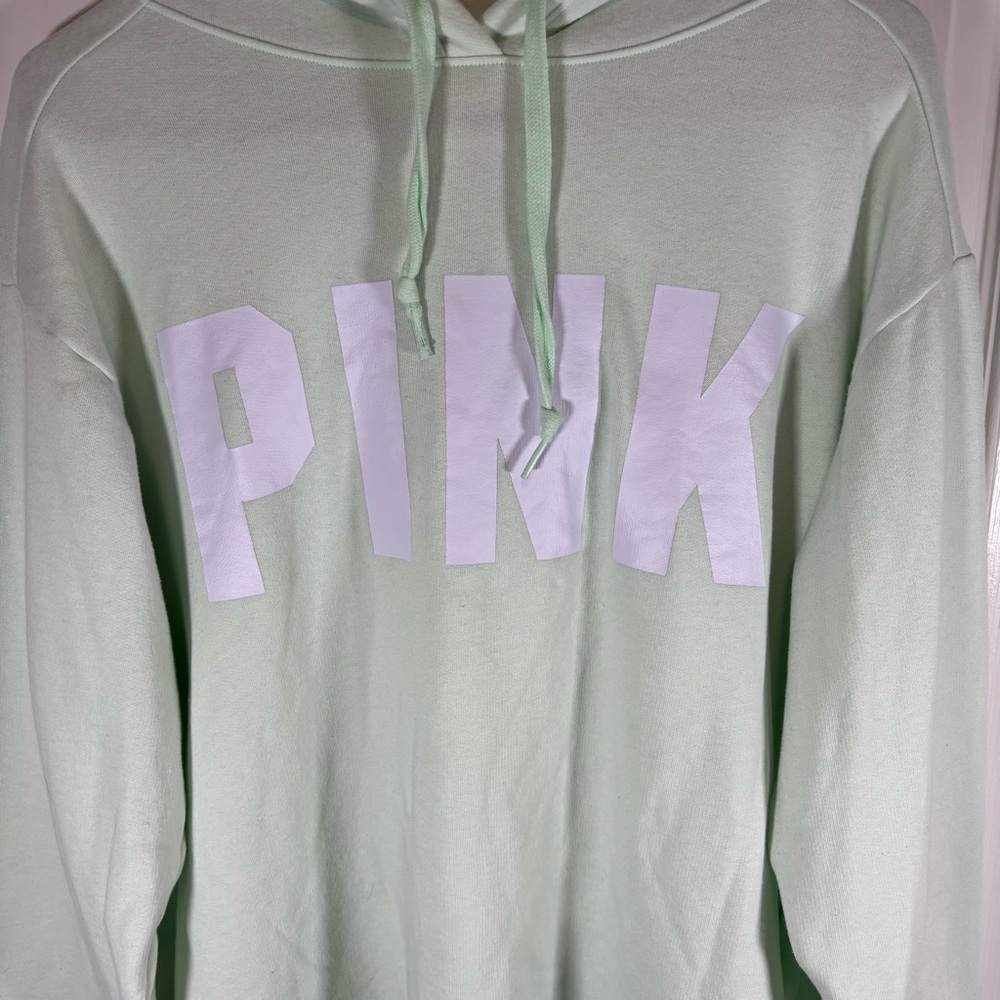 Pink Victoria Secret Hoodie Women’s M 170/96A Light Mint Green 60% Cotton Pocket - Picture 2 of 7